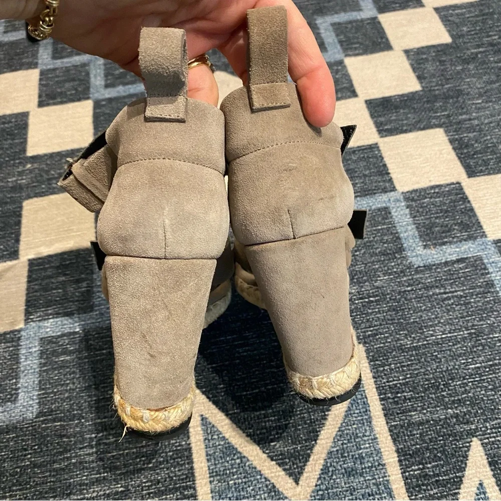 Balenciaga Grey Suede Espadrille Wedge Sandals 8 - Picture 2 of 9